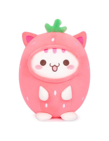 Almohada de Gato de Peluche Alayger 20 cm Kawaii Fresa