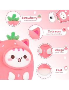 Almohada de Gato de Peluche Alayger 20 cm Kawaii Fresa 2