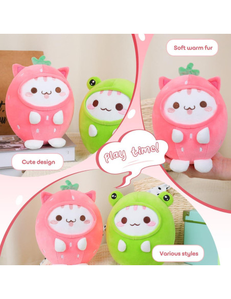 Almohada de Gato de Peluche Alayger 20 cm Kawaii Fresa