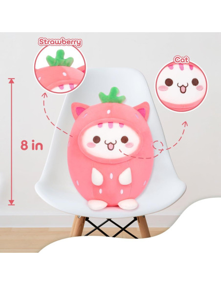 Almohada de Gato de Peluche Alayger 20 cm Kawaii Fresa
