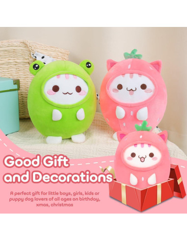 Almohada de Gato de Peluche Alayger 20 cm Kawaii Fresa