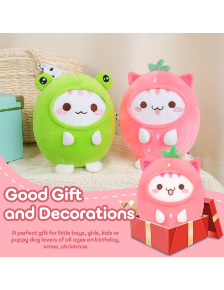 Almohada de Gato de Peluche Alayger 20 cm Kawaii Fresa