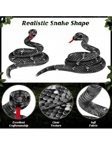 Peluche Serpiente Gigante MGZTTHW 70 cm Realista Negro