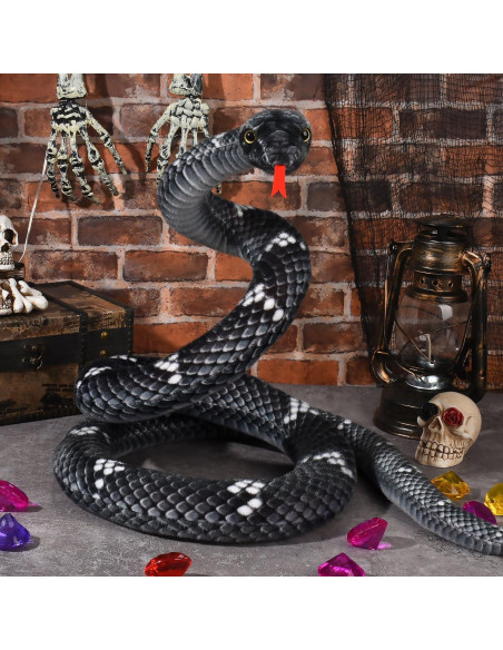 Peluche Serpiente Gigante MGZTTHW 70 cm Realista Negro Peluche Serpiente Gigante MGZTTHW 70 cm Realista Negro