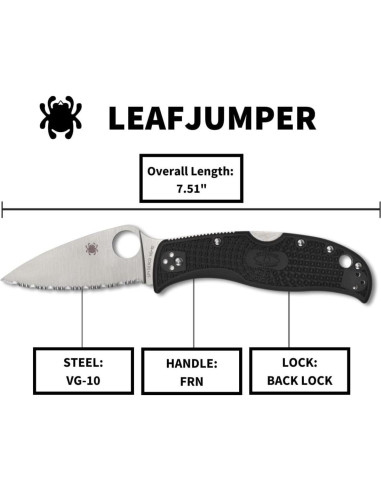Cuchillo de bolsillo Spyderco Leafjumper VG-10 85g FRN negro