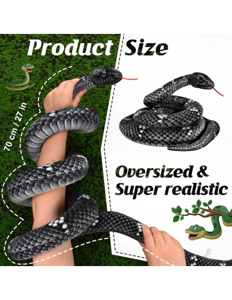 Peluche Serpiente Gigante MGZTTHW 70 cm Realista Negro Peluche Serpiente Gigante MGZTTHW 70 cm Realista Negro