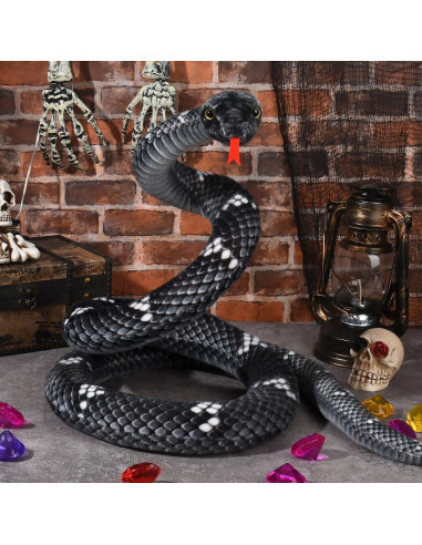 Peluche Serpiente Gigante MGZTTHW 70 cm Realista Negro