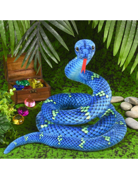 Peluche de Serpiente Azul MGZTTHW 180 cm Realista Peluche de Serpiente Azul MGZTTHW 180 cm Realista