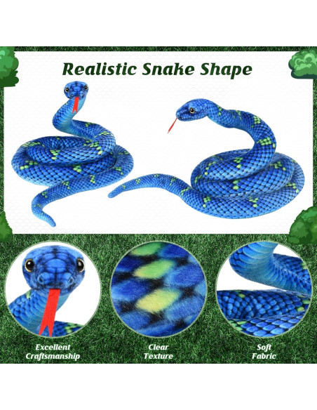Peluche de Serpiente Azul MGZTTHW 180 cm Realista Peluche de Serpiente Azul MGZTTHW 180 cm Realista