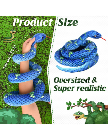 Peluche de Serpiente Azul MGZTTHW 180 cm Realista Peluche de Serpiente Azul MGZTTHW 180 cm Realista