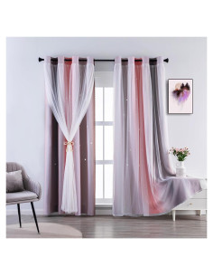 Cortina Opaca Anytime Rosa Gris 132x213 cm para Niñas