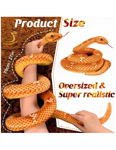 Serpiente de Peluche MGZTTHW 70 cm Marrón Realista