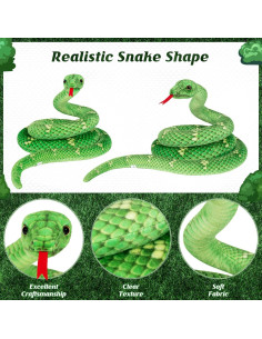 Serpiente de Peluche Gigante MGZTTHW 280 cm Verde Realista 2