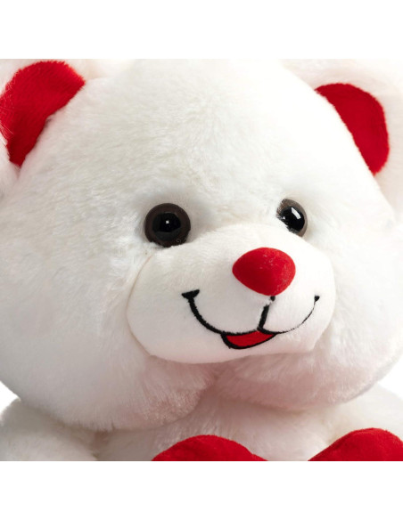 Oso de Peluche HollyHOME con Corazón LED 33 cm Blanco