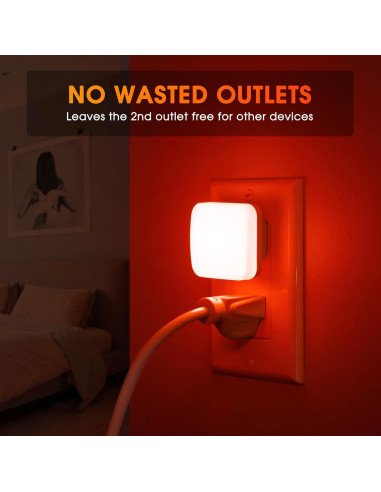 Luz Nocturna LED Briignite Roja con Sensor - Paquete de 2