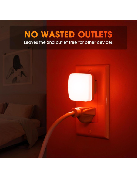 Luz Nocturna LED Briignite Roja con Sensor - Paquete de 2