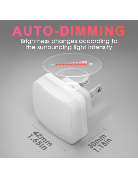 Luz Nocturna LED Briignite Roja con Sensor - Paquete de 2