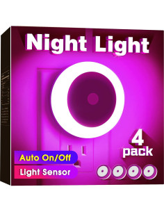 Luz Nocturna Morada Briignite 4 Pack con Sensor de Luz 2