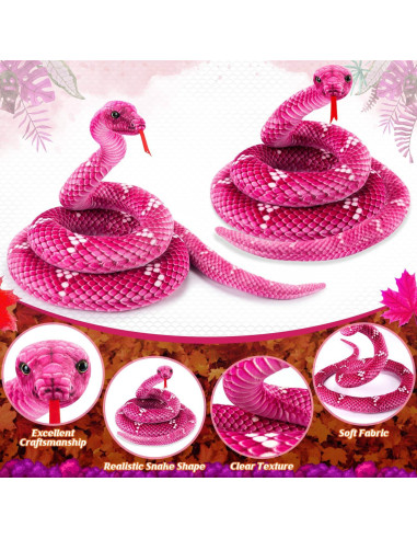 Serpiente de peluche gigante MGZTTHW 70 cm rosa realista