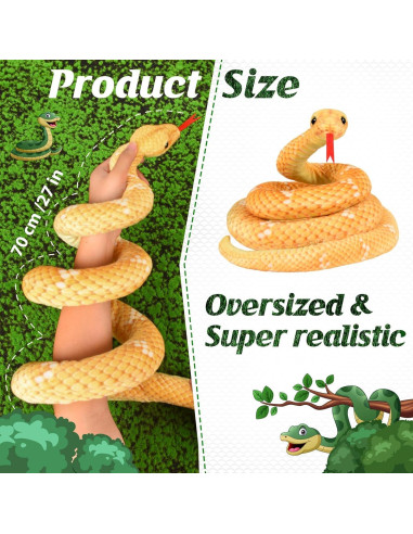 Serpiente de Peluche Realista MGZTTHW 70 cm Amarilla