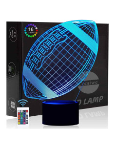 Luz Nocturna 3D Rugby KOLITEE 16 Colores Control Remoto