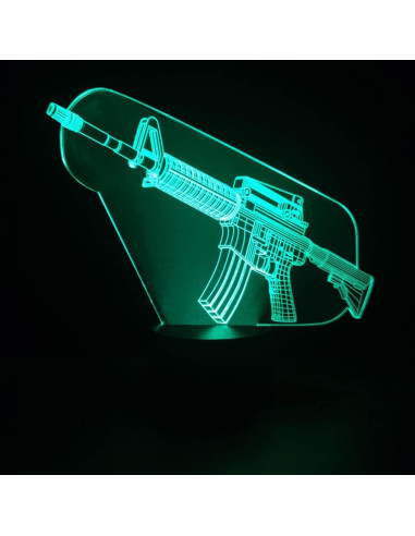 Lámpara de Noche 3D Rifle Comiwe, 16 Colores, Control Remoto