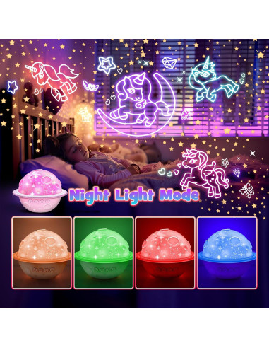 Proyector de Luz Nocturna DEVRNEZ 4 en 1 para Niños Rosa