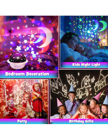 Proyector de Luz Nocturna DEVRNEZ 4 en 1 para Niños Rosa