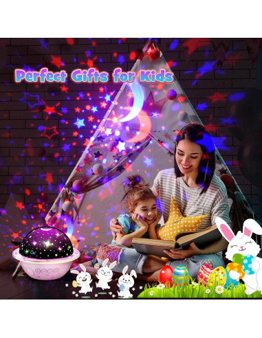 Proyector de Luz Nocturna DEVRNEZ 4 en 1 para Niños Rosa