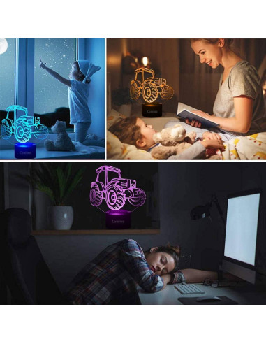 Lámpara de Noche 3D Tractor Comiwe, 16 Colores, Control Remoto