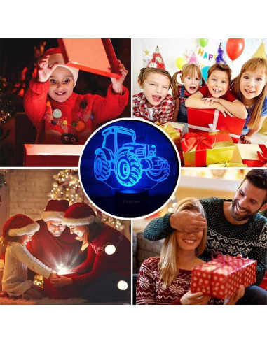 Lámpara de Noche 3D Tractor Comiwe, 16 Colores, Control Remoto