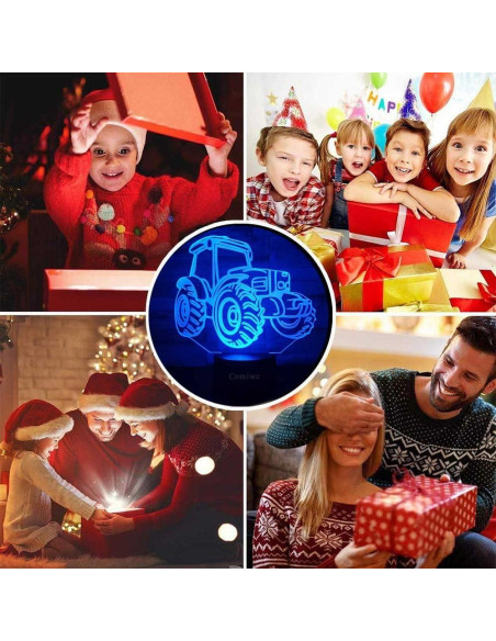 Lámpara de Noche 3D Tractor Comiwe, 16 Colores, Control Remoto