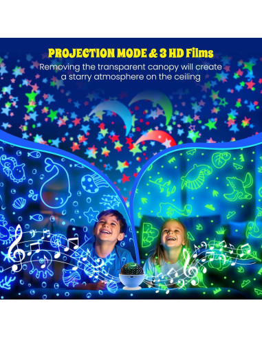 Proyector de Estrellas BAISIQI Luz Nocturna 3 Películas 18 Modos