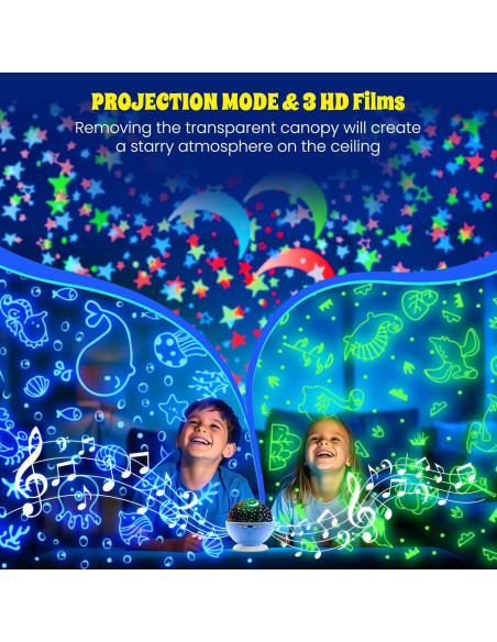 Proyector de Estrellas BAISIQI Luz Nocturna 3 Películas 18 Modos