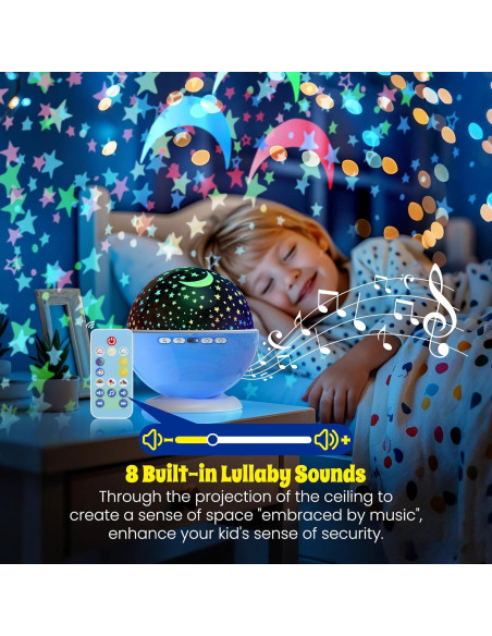 Proyector de Estrellas BAISIQI Luz Nocturna 3 Películas 18 Modos