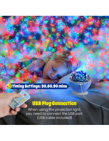 Proyector de Estrellas BAISIQI Luz Nocturna 3 Películas 18 Modos