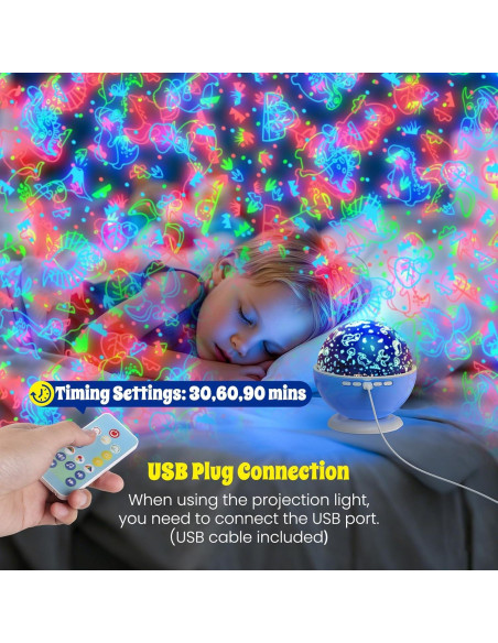 Proyector de Estrellas BAISIQI Luz Nocturna 3 Películas 18 Modos