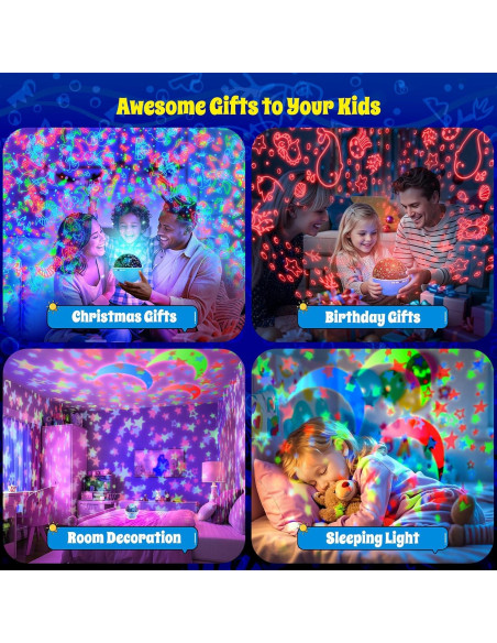 Proyector de Estrellas BAISIQI Luz Nocturna 3 Películas 18 Modos