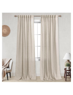 Cortinas KOUFALL de Lino 52x234 cm con Bolsillo para Varilla
