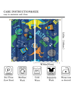 Cortina Opaca Kurtect Dinosaurio 182x160 cm 2 Piezas 2