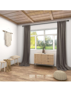 Cortinas Sheer KOUFALL 52x96 cm Lino Marrón para Dormitorio 2