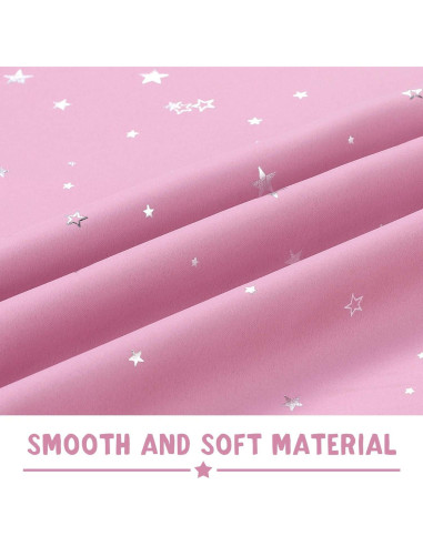 Cortinas Blackout PrinceDeco 2 Paneles Rosa Estrellas