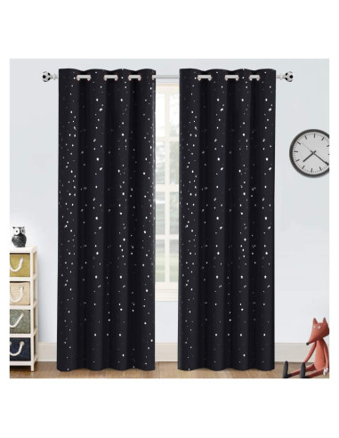 Cortinas Blackout PrinceDeco 2 Paneles Estrellas 52x213cm