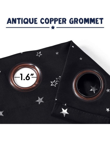 Cortinas Blackout PrinceDeco 2 Paneles Estrellas 52x213cm