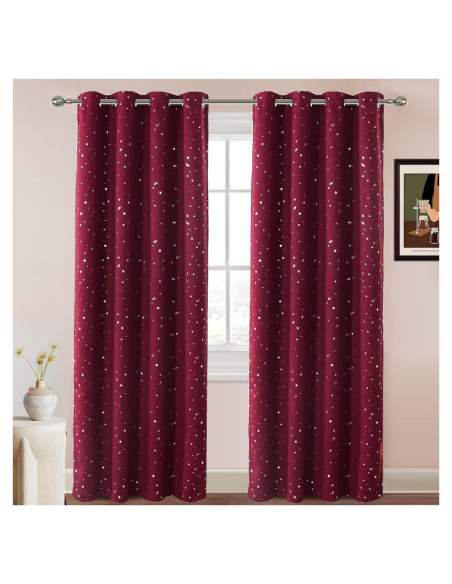 Cortinas Blackout PrinceDeco 2 Paneles 132x213 cm Burdeos