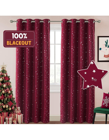 Cortinas Blackout PrinceDeco 2 Paneles 132x213 cm Burdeos