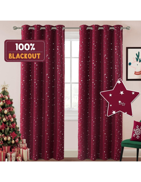 Cortinas Blackout PrinceDeco 2 Paneles 132x213 cm Burdeos