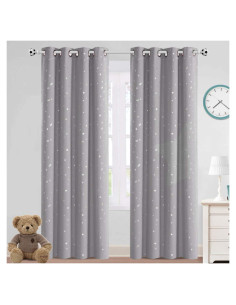 Cortinas Blackout PrinceDeco 2 Paneles Estrellas Brillantes