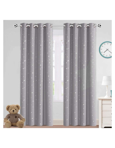 Cortinas Blackout PrinceDeco 2 Paneles Estrellas Brillantes