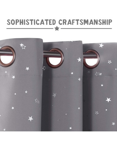 Cortinas Blackout PrinceDeco 2 Paneles Estrellas Brillantes